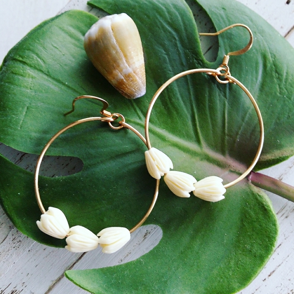 Pikake Hoop Earring | Hawaiian Flower Earrings |